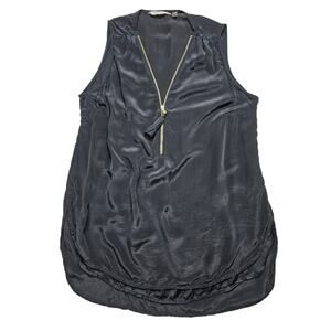Soft Surroundings womens black half zip sleeveless casual top size PL
